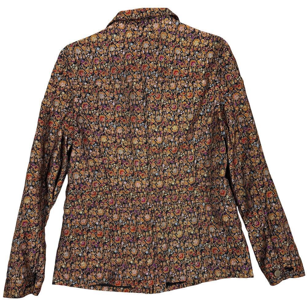 Women's Coldwater Creek Metallic Brocade Floral LS M Button Blazer Jacket - Picture 5 of 6